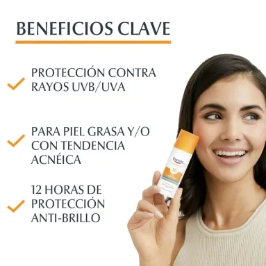 Protector solar Eucerin Oil Control Sun Gel Toque Seco FPS50+ 50ml - Imagen 2