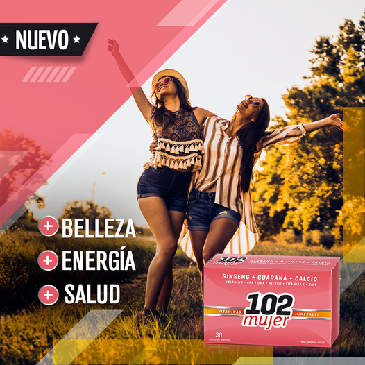 102 AÑOS PLUS MUJER X 30 CPS CON GINSENG GUARANA Y CALCIO - Imagen 2