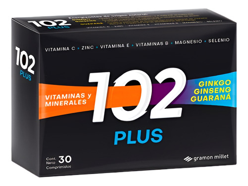 102 AÑOS PLUS X 30 CMP CON GINSENG GINKGO Y GUARANA
